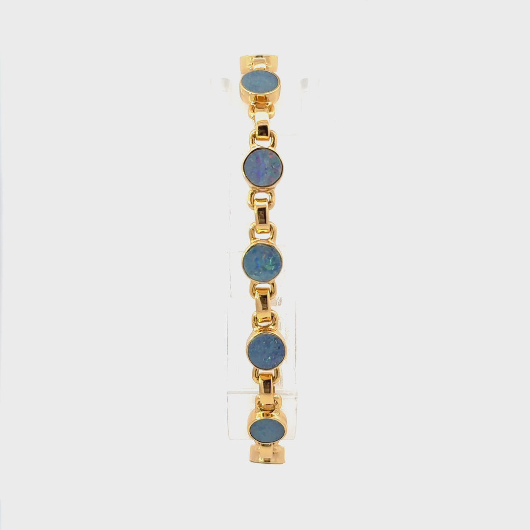 Australian Opal Bracelet in 18K Gold Over Sterling Silver