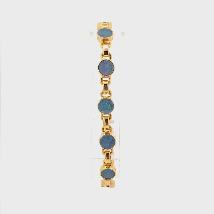 Australian Opal Bracelet in 18K Gold Over Sterling Silver