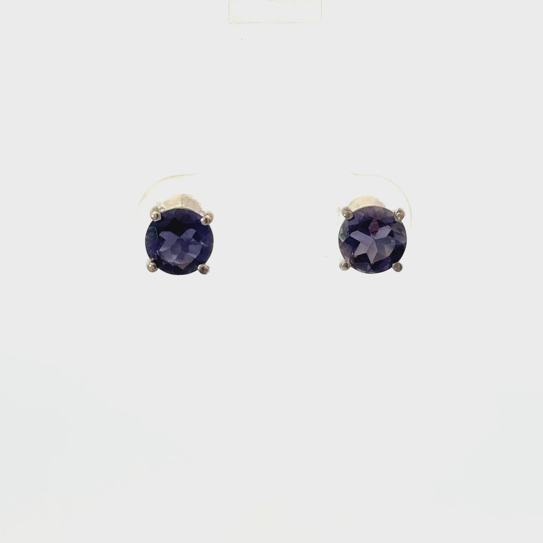 India Iolite Stud Earrings in Sterling Silver
