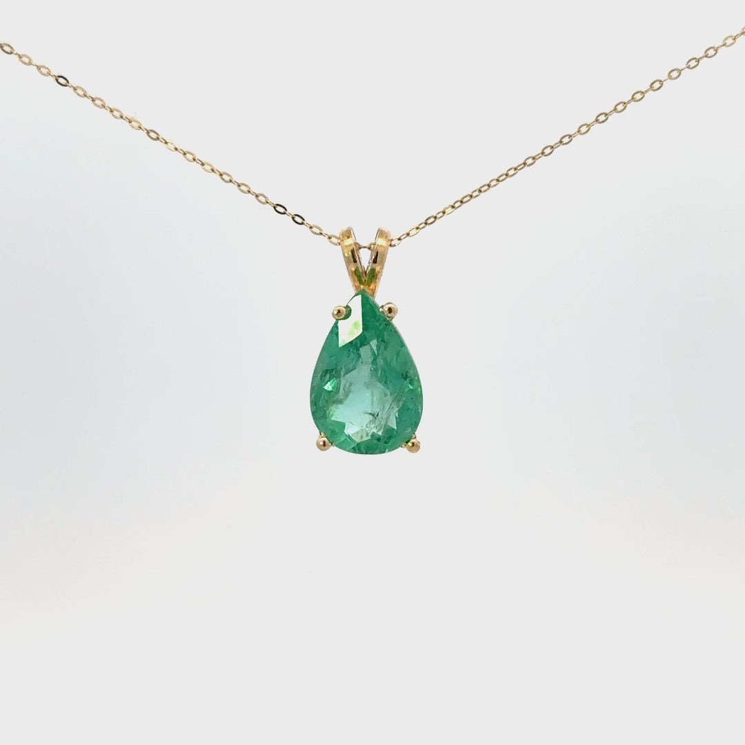 Brazilian Emerald Necklace in 14K Yellow Gold