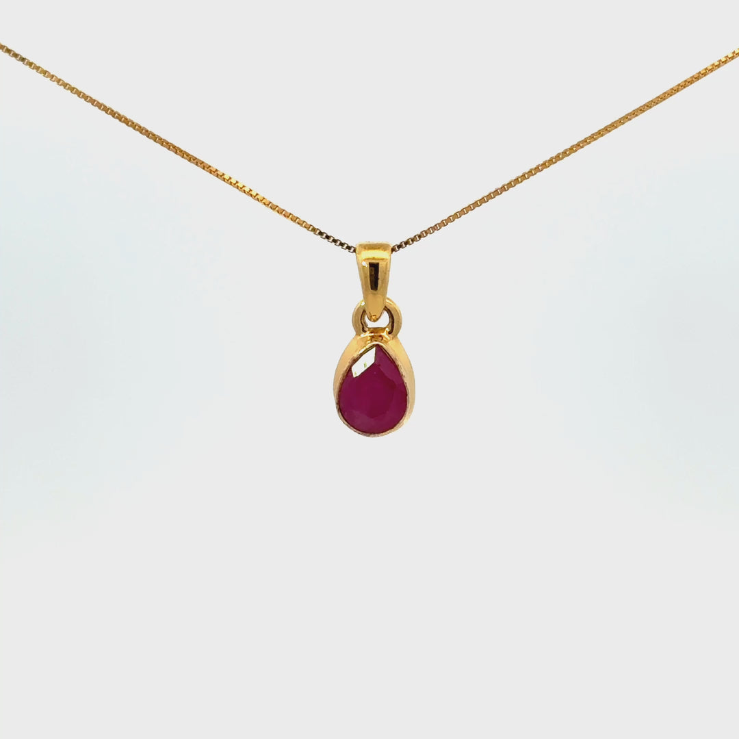 Faceted Ruby Necklace in Gold Over Sterling Silver