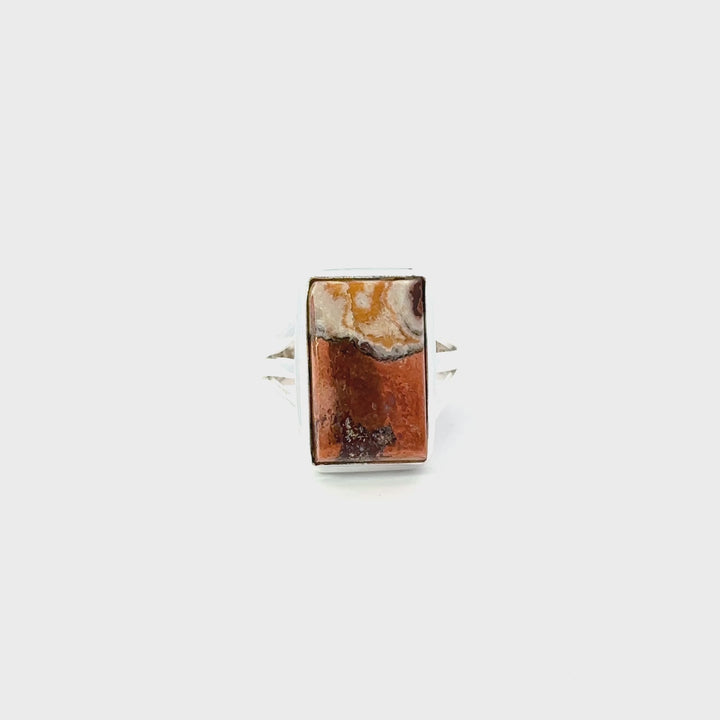 Copper Agate Sterling Silver Over Brass Rings