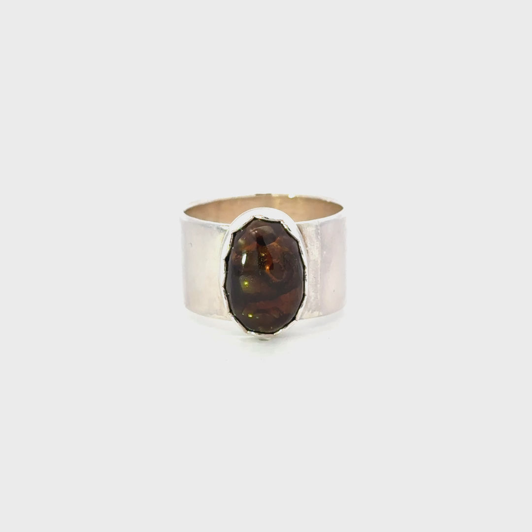 Fire Agate Ring in Sterling Silver