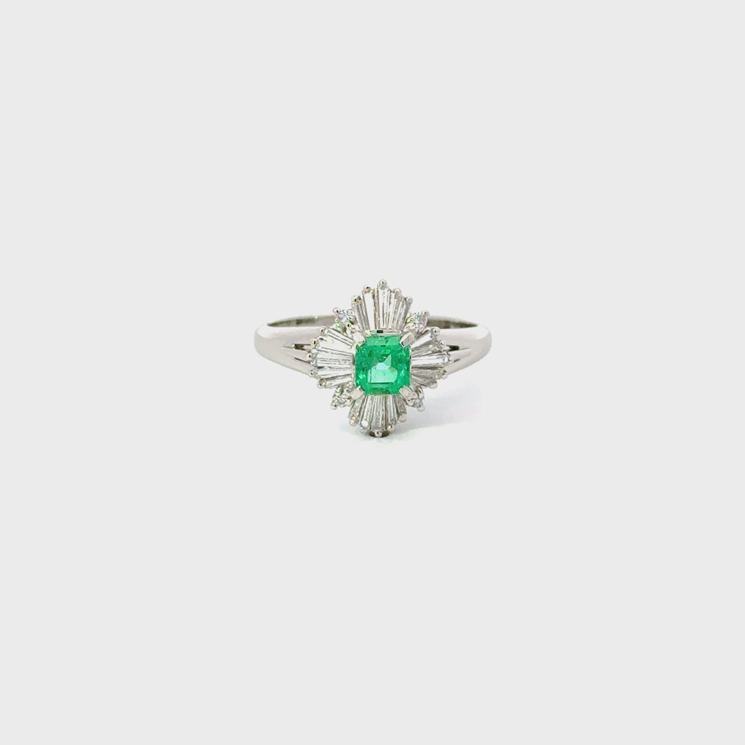 Vintage Emerald & Diamond Ring in Platinum