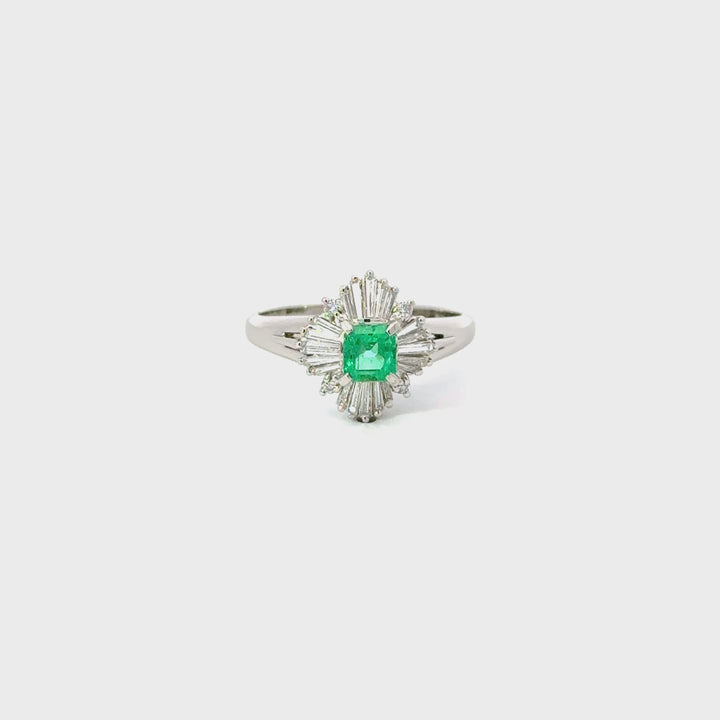 Vintage Emerald & Diamond Ring in Platinum