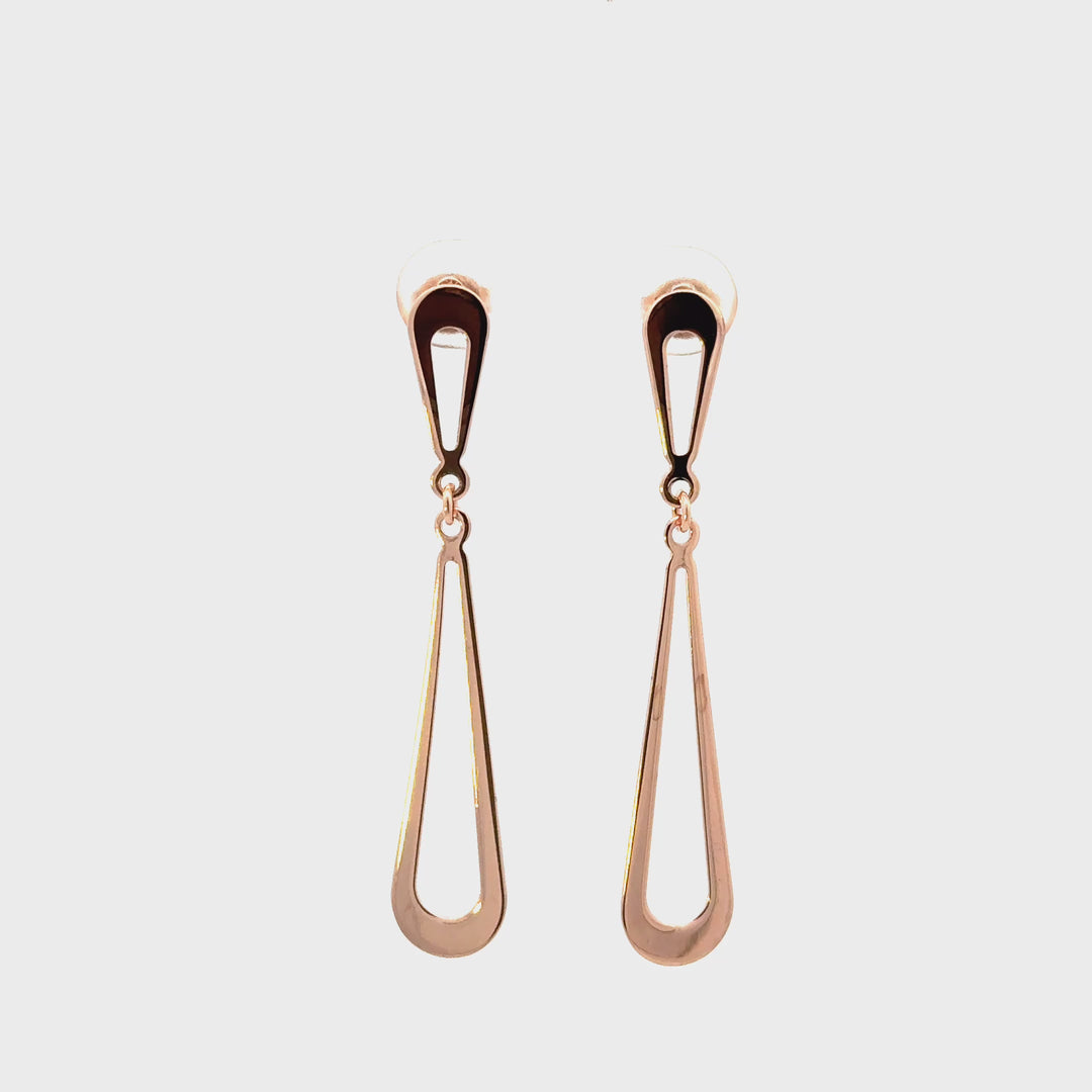 Vintage Teardrop Dangle Earrings Set in Rose Gold over Sterling Silver