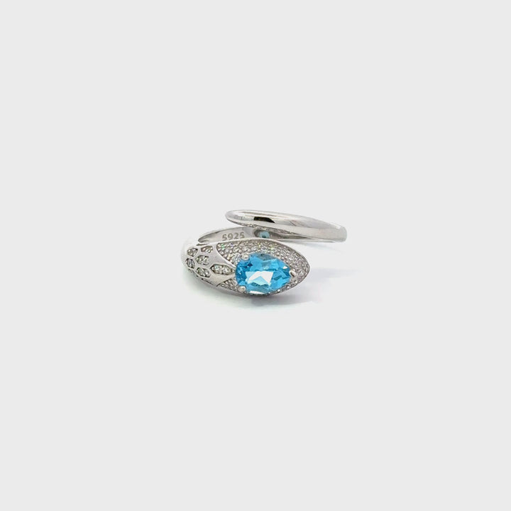 Blue Topaz & Zircon Ring in Sterling Silver
