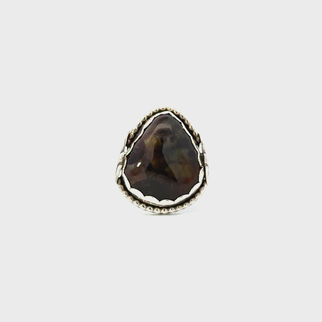 Fire Agate Ring in Sterling Silver