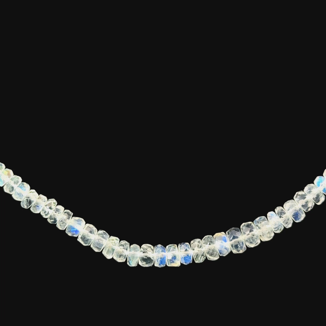 Moonstone Beaded Necklace with a Sterling Silver Clasp