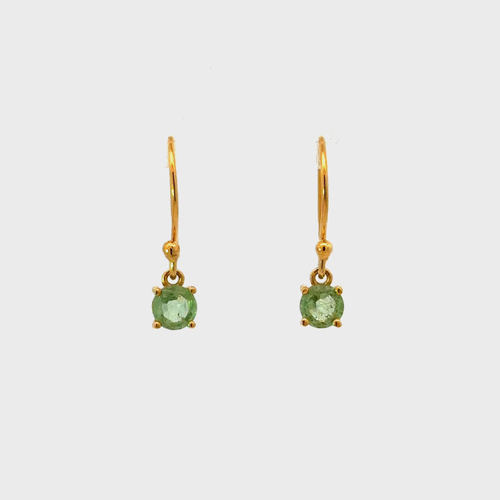 Green Kyanite Dangle Earrings in 18K Gold over Sterling Silver