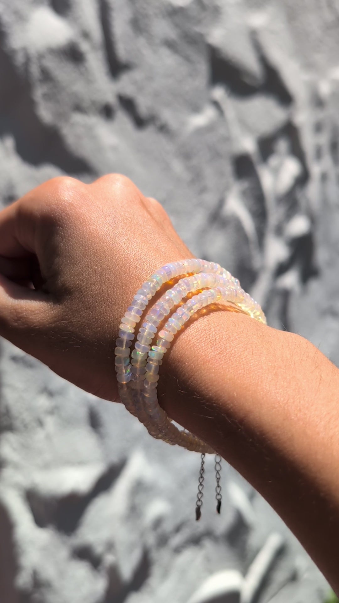 Ethiopian Opal Beaded Bracelet in Sterling Silver