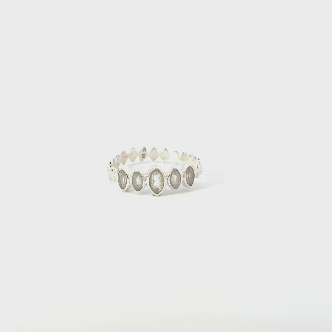 Marquise-Cut Moonstone Ring in Sterling Silver