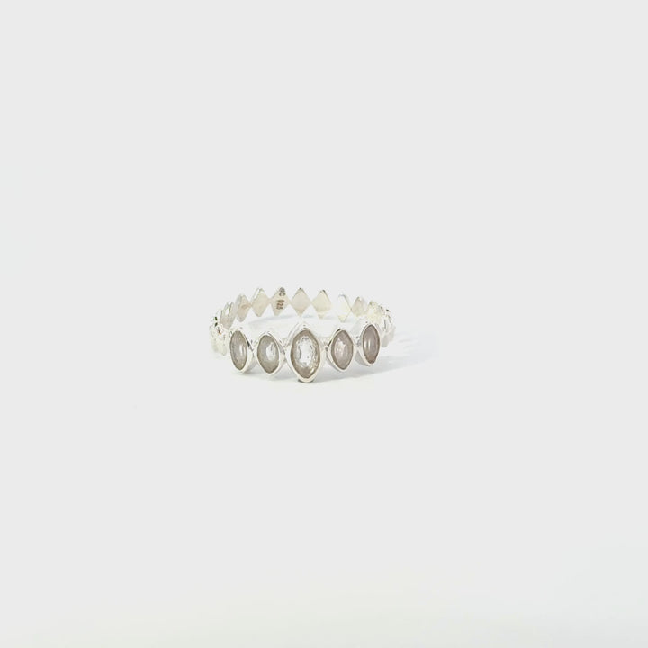 Marquise-Cut Moonstone Ring in Sterling Silver