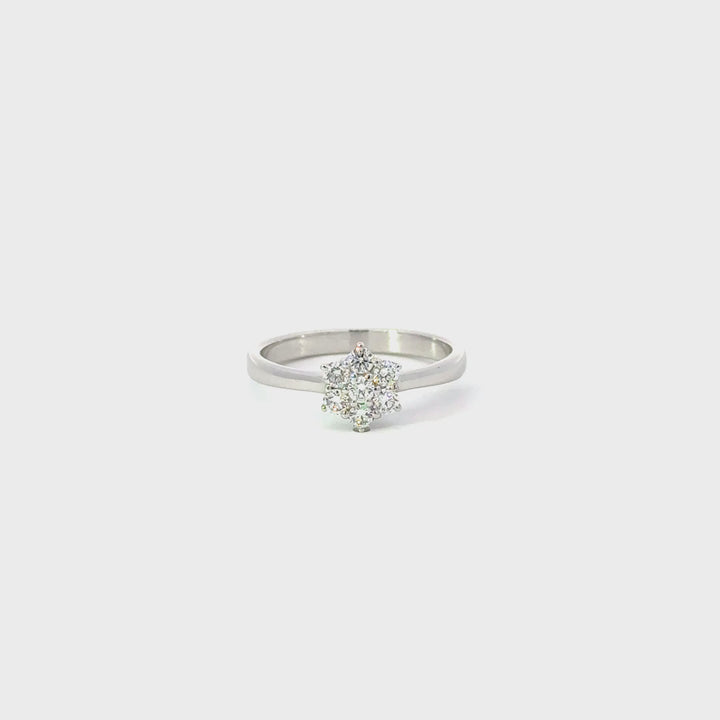 Lab-Grown Round-Cut Diamond Flower Ring Set in Sterling Silver