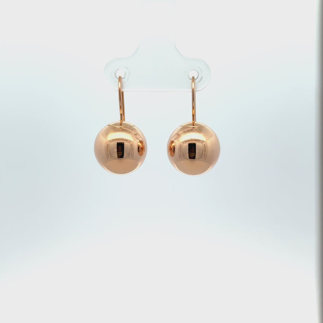 Vintage Gold Ball Drop Earrings in 14K Yellow Gold