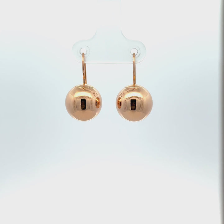 Vintage Gold Ball Drop Earrings in 14K Yellow Gold