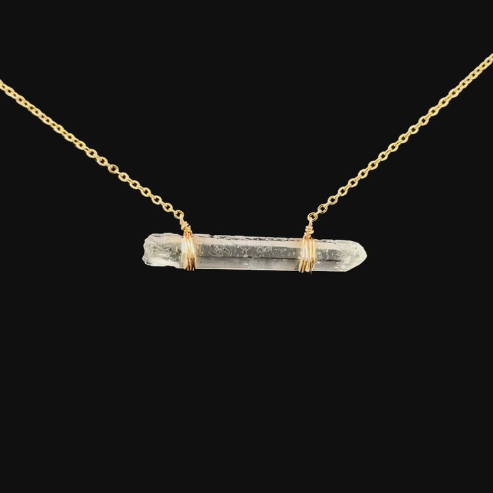 Raw Clear Quartz Necklace in Gold-Plated Sterling Silver