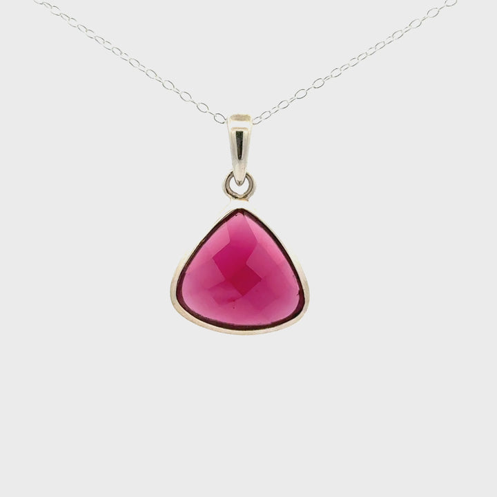 Faceted Rhodolite Garnet in Sterling Silver Necklace
