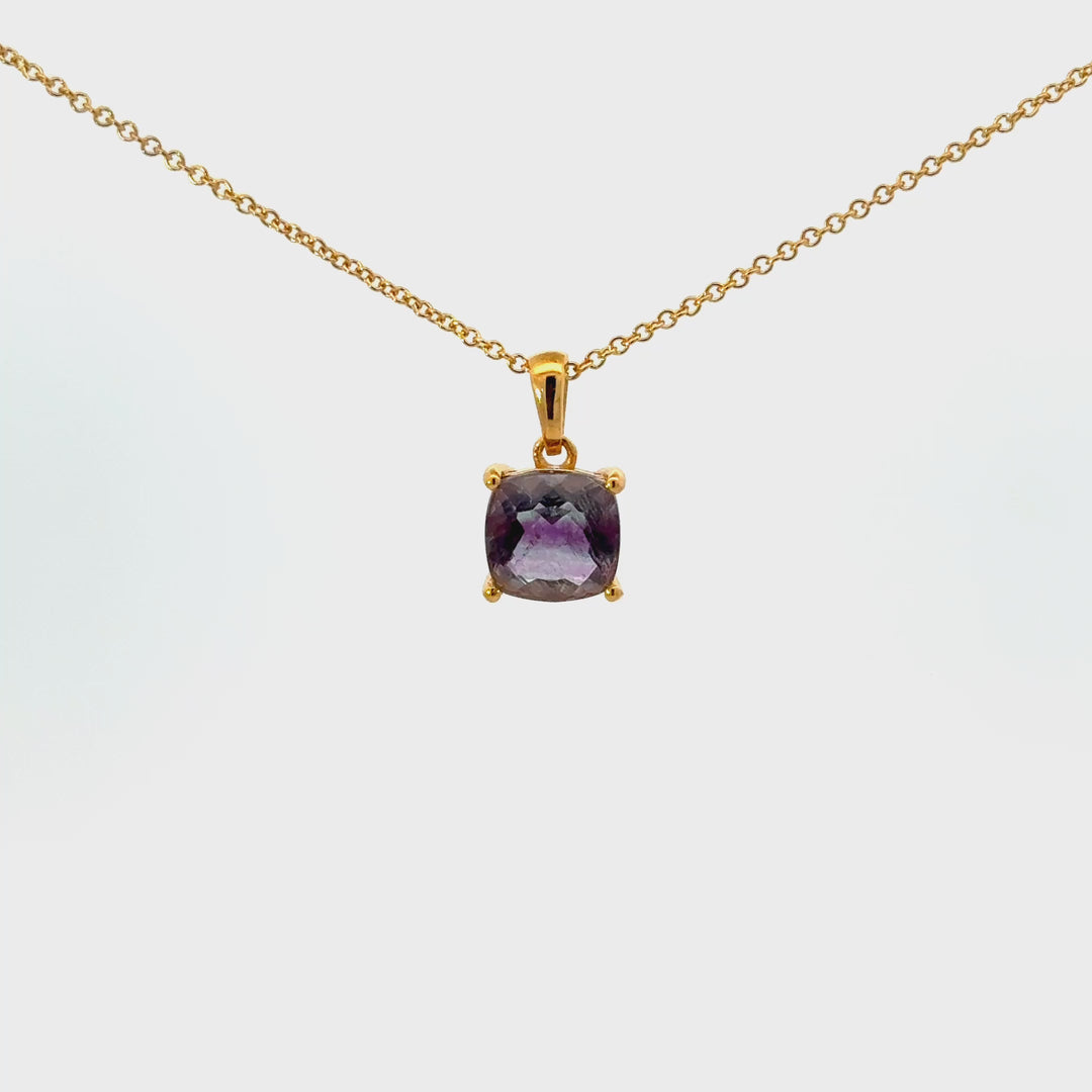 Rainbow Fluorite Necklace in 18k Gold Over Sterling Silver