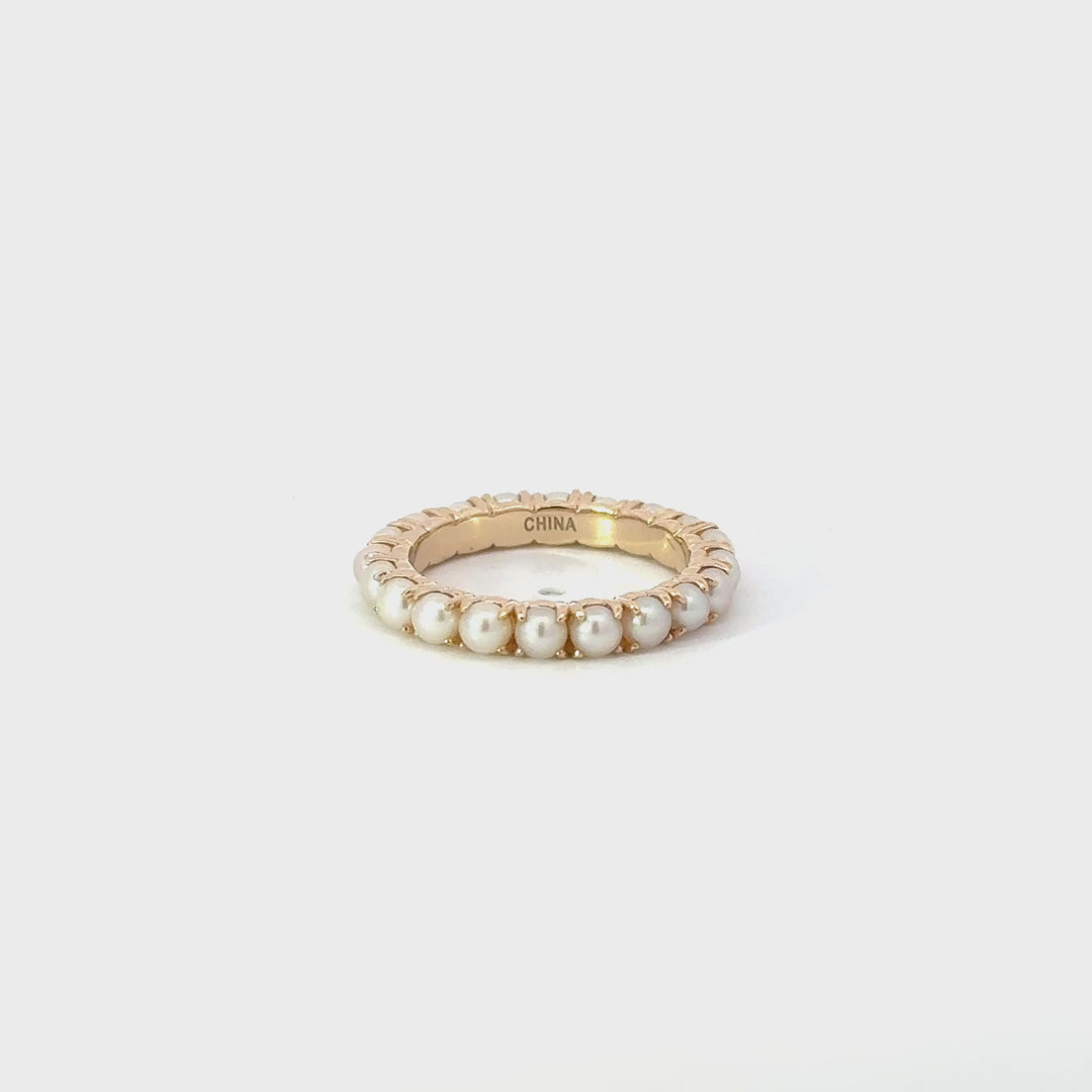 Vintage Pearl Eternity Ring in 14K Yellow Gold