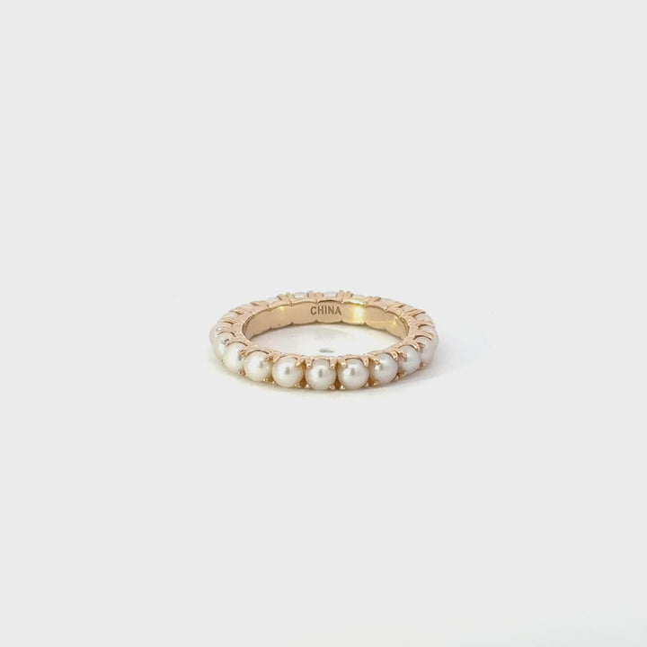 Vintage Pearl Eternity Ring in 14K Yellow Gold