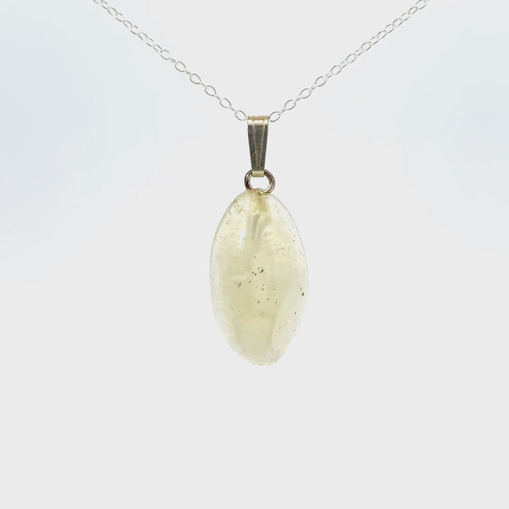 Polished Libyan Desert Glass Necklace in Sterling Silver
