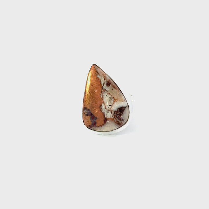 Copper Agate Sterling Silver Over Brass Rings