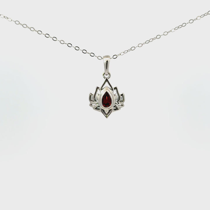 Lotus Gemstone Necklaces in Sterling Silver