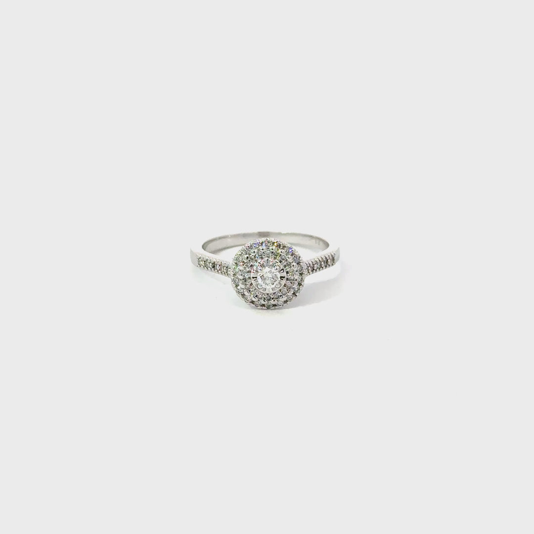 Vintage Diamond Halo Ring in 10K White Gold