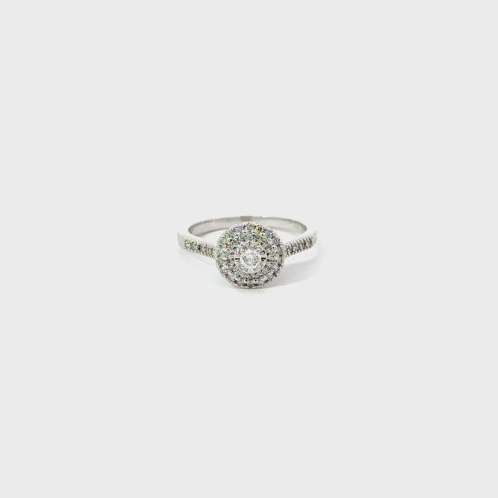 Vintage Diamond Halo Ring in 10K White Gold
