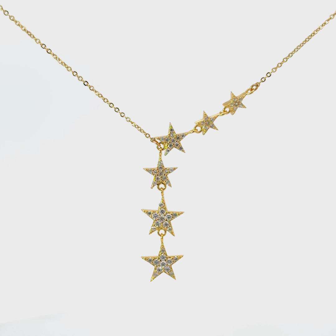 Cubic Zirconia Star Necklace in Gold-Plated Sterling Silver
