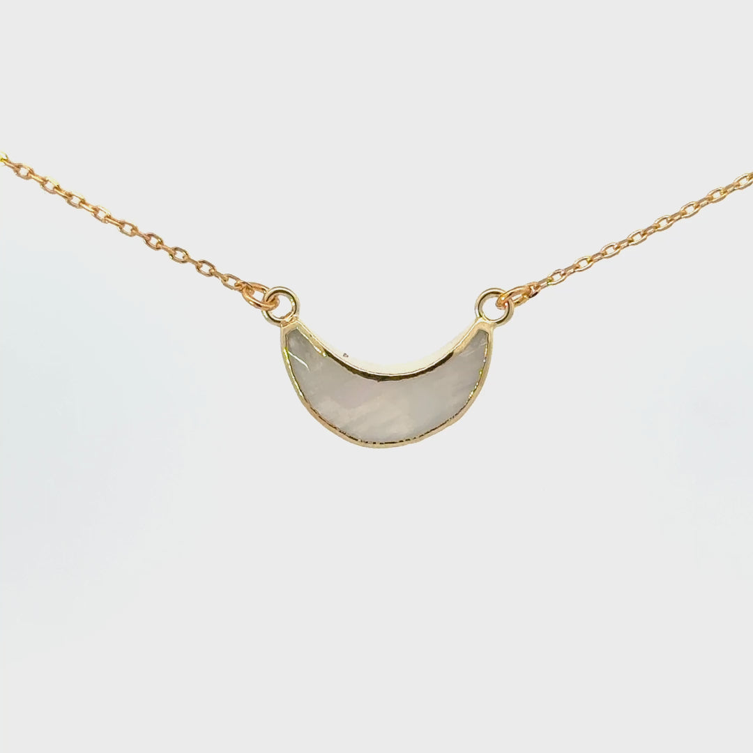 Moonstone Crescent Moon Necklace in Gold Plated Sterling Silver