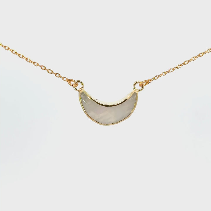 Moonstone Crescent Moon Necklace in Gold Plated Sterling Silver