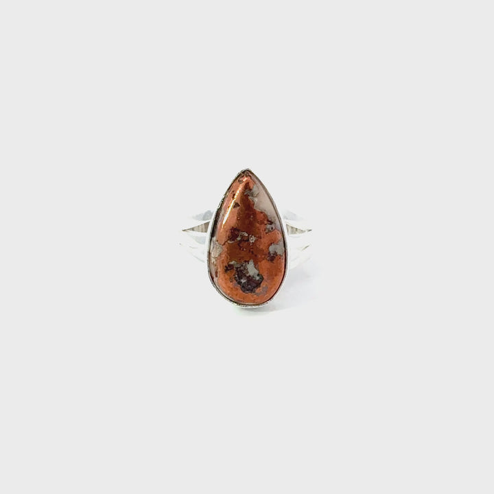 Copper Agate Sterling Silver Over Brass Rings
