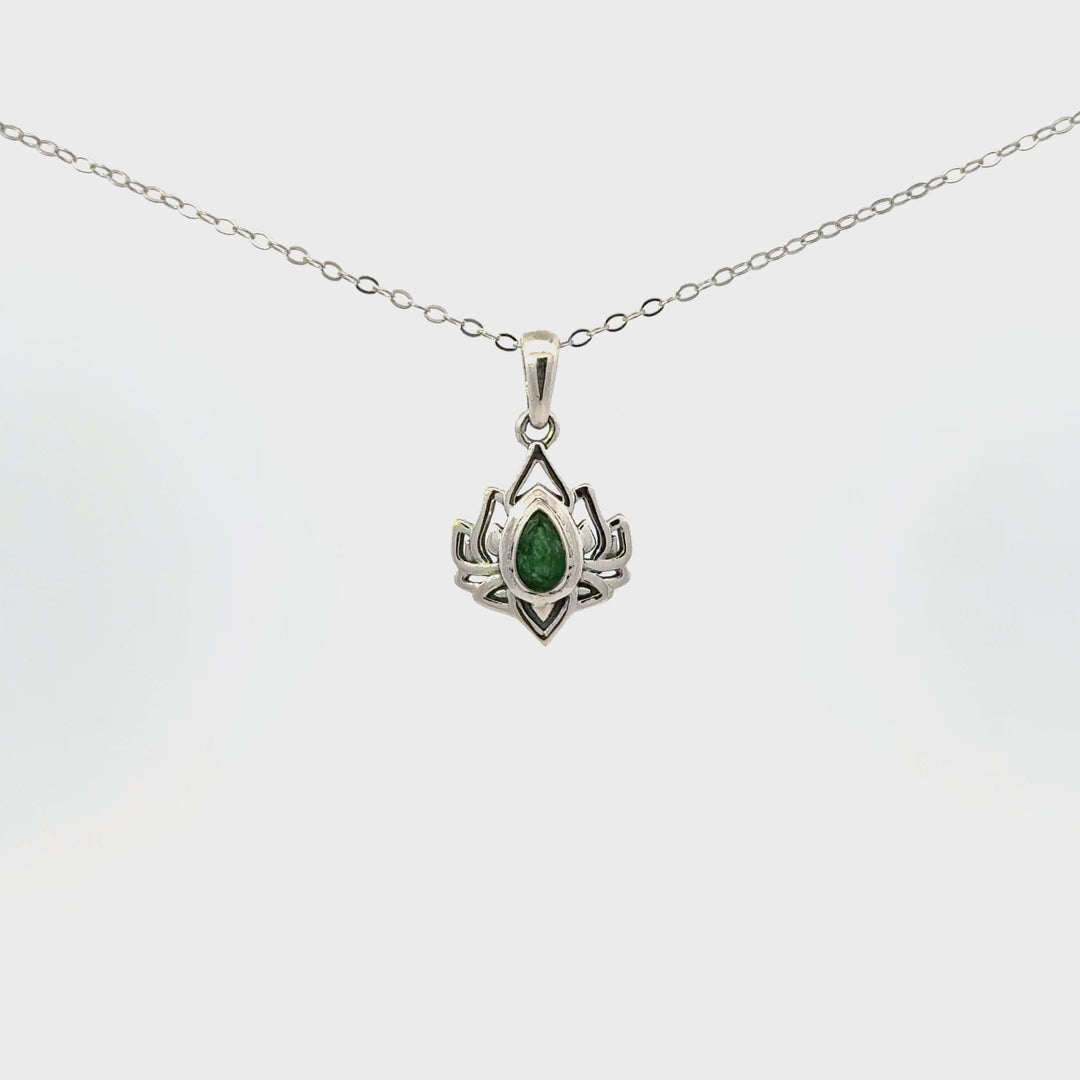 Lotus Gemstone Necklaces in Sterling Silver