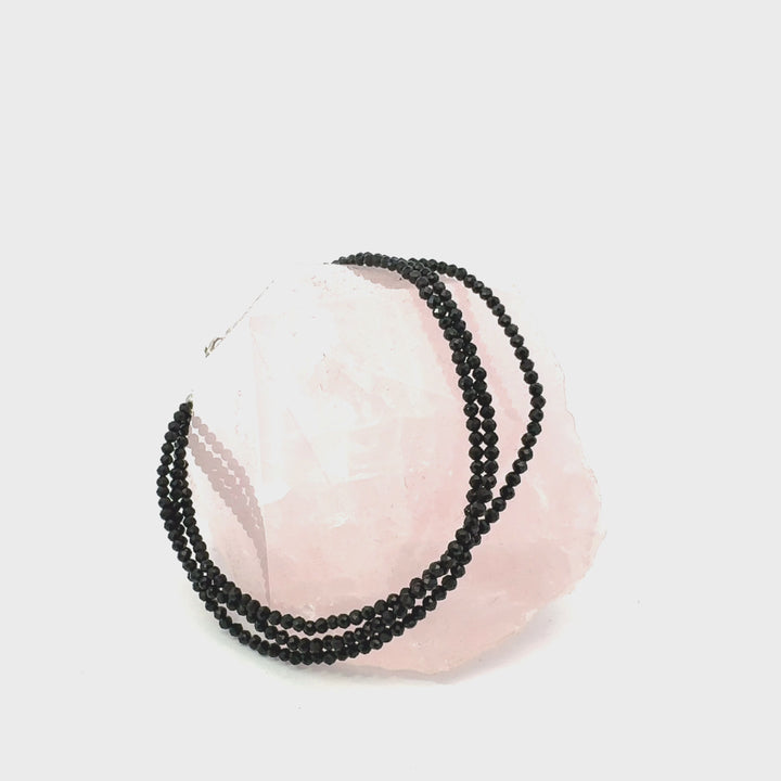 Vintage Black Spinel Faceted Bracelet in Sterling Silver