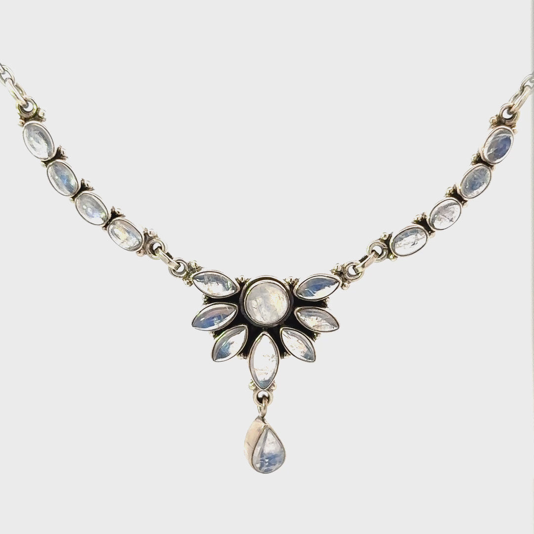 Pre-Owned Rainbow Moonstone Necklace in Sterling Silver