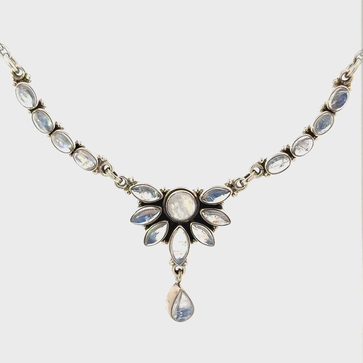 Pre-Owned Rainbow Moonstone Necklace in Sterling Silver
