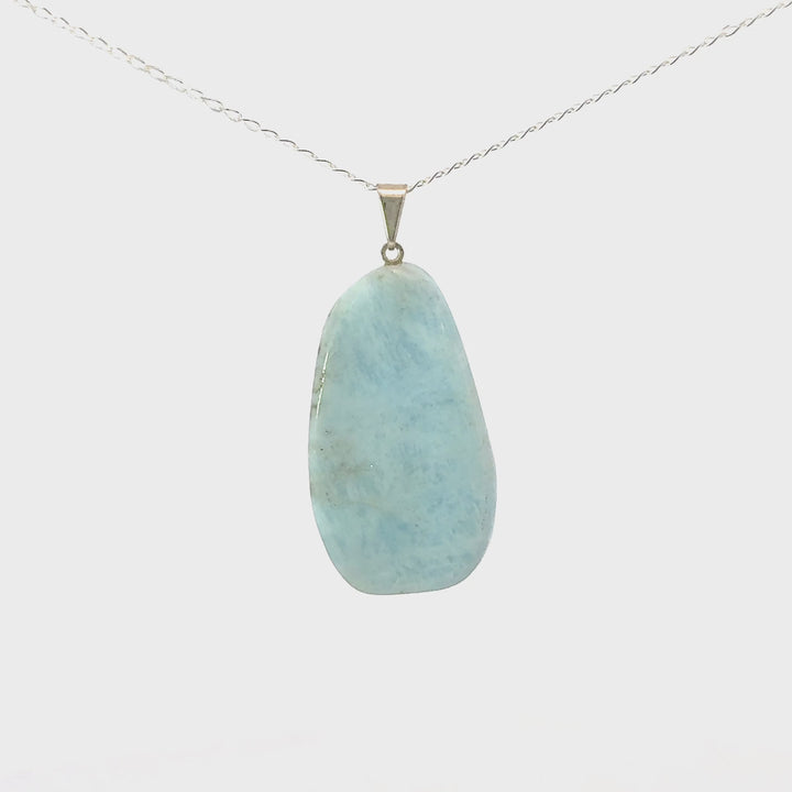 Aquamarine Freeform Necklace in Sterling Silver