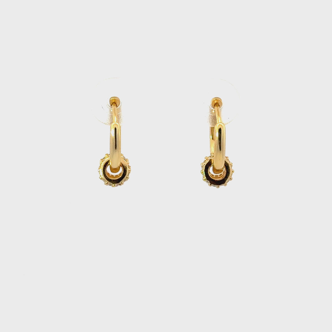 CZ Triple Band Huggie Hoop Earrings in Gold Plated Sterling Silver