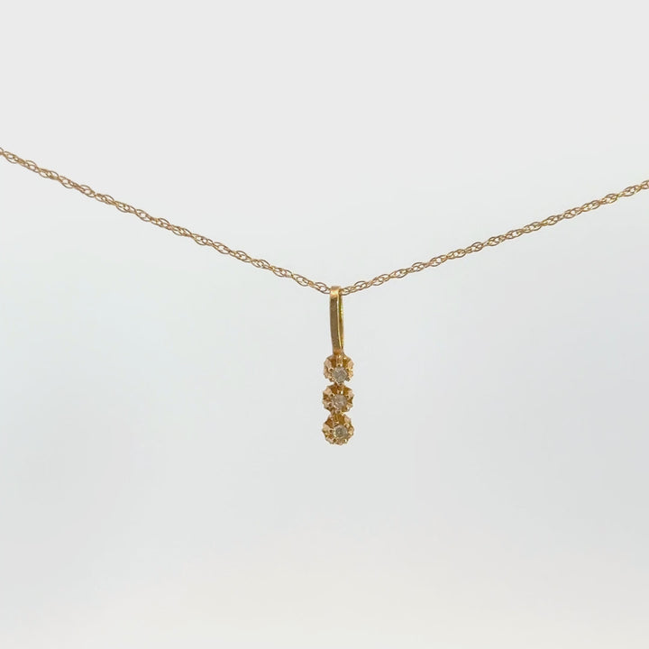 Vintage Diamond Trio Necklace Set in 14K Yellow Gold