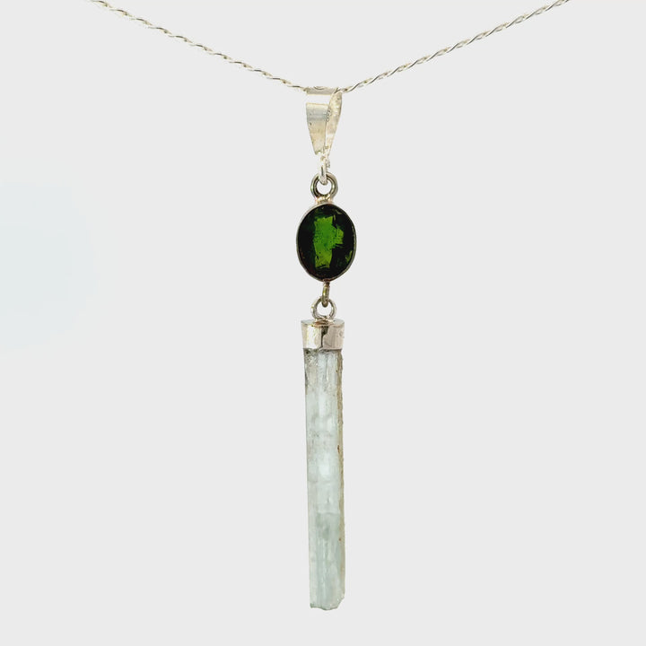 Peridot & Raw Aquamarine Necklace in Sterling Silver