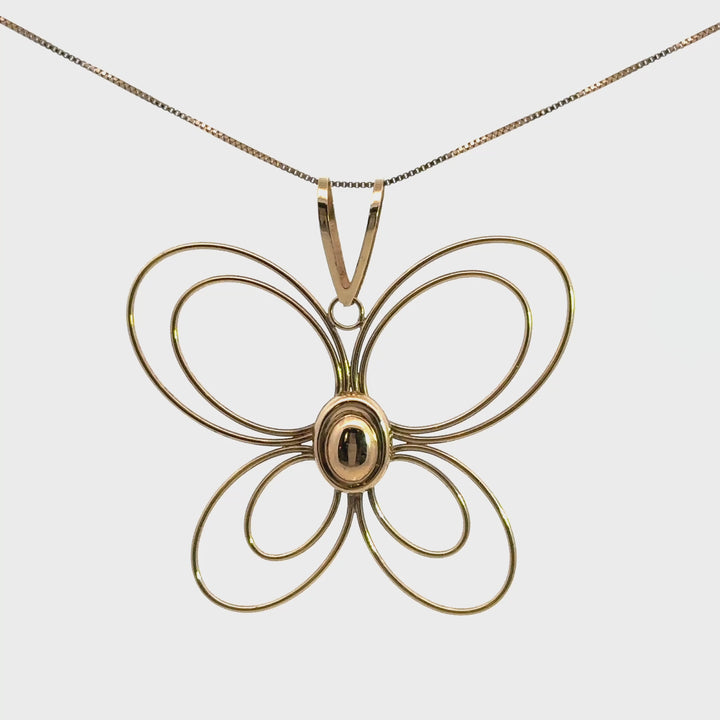 Vinatge Butterfly Necklace in 14K Yellow Gold