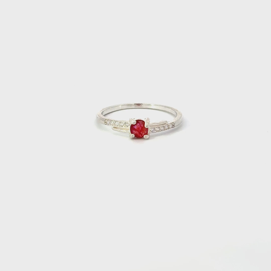 Natural Ruby & Cubic Zirconia Ring in Sterling Silver