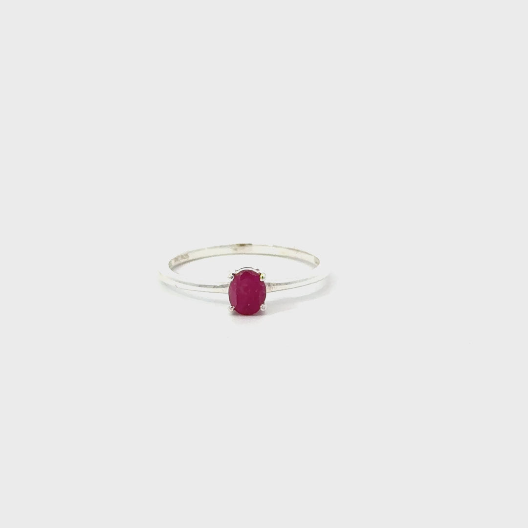 Oval-Cut Ruby Ring Set in Sterling Silver