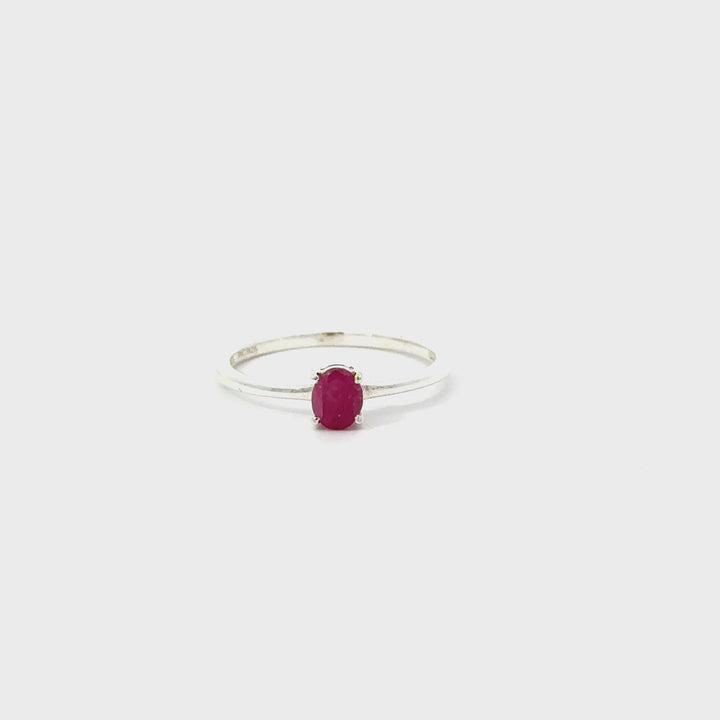 Oval-Cut Ruby Ring Set in Sterling Silver