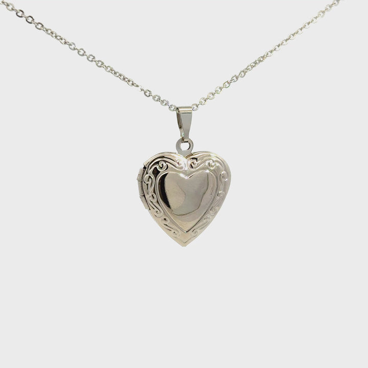 Vintage-Inspired Stainless Steel Heart Locket