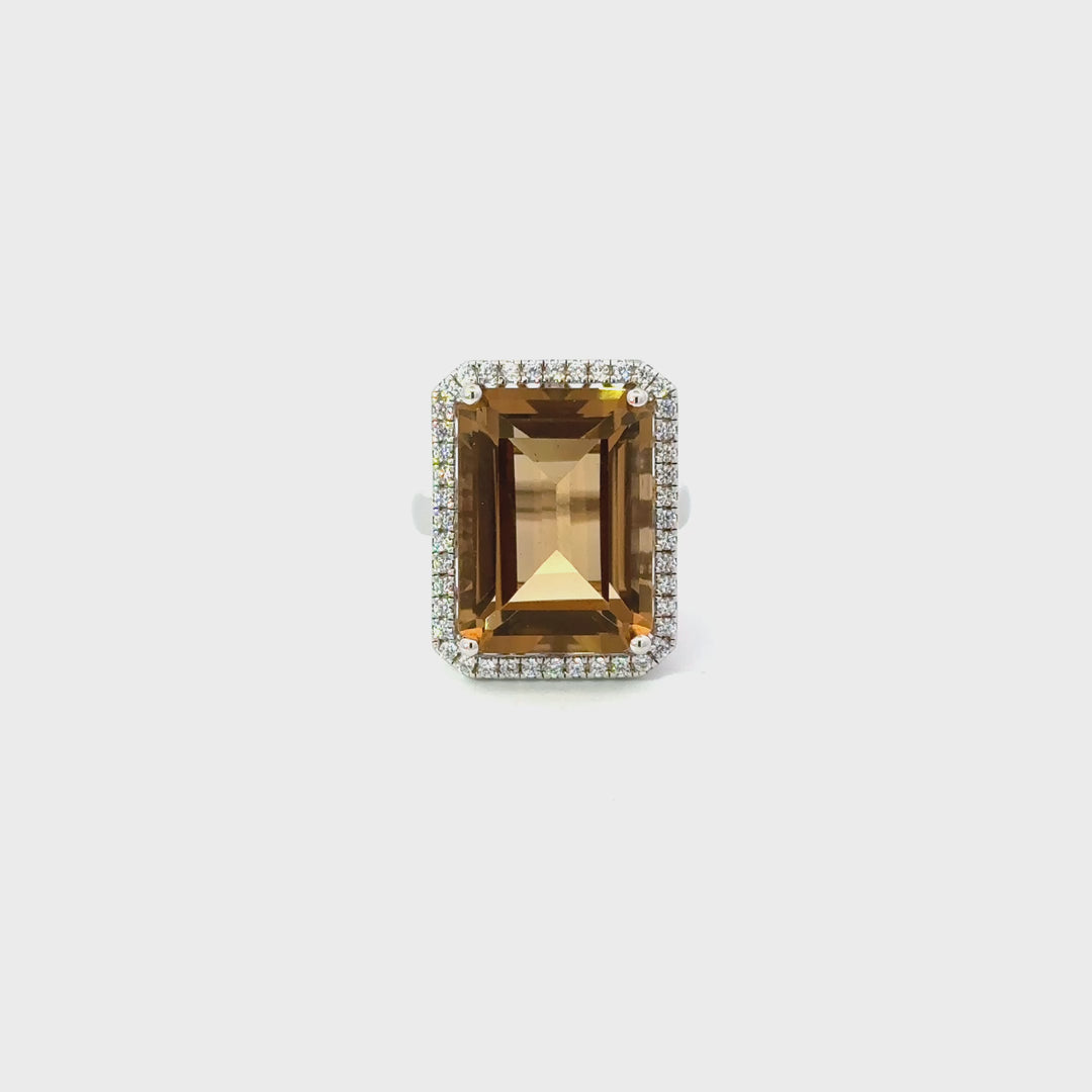 Citrine & White Topaz Sterling Silver Ring