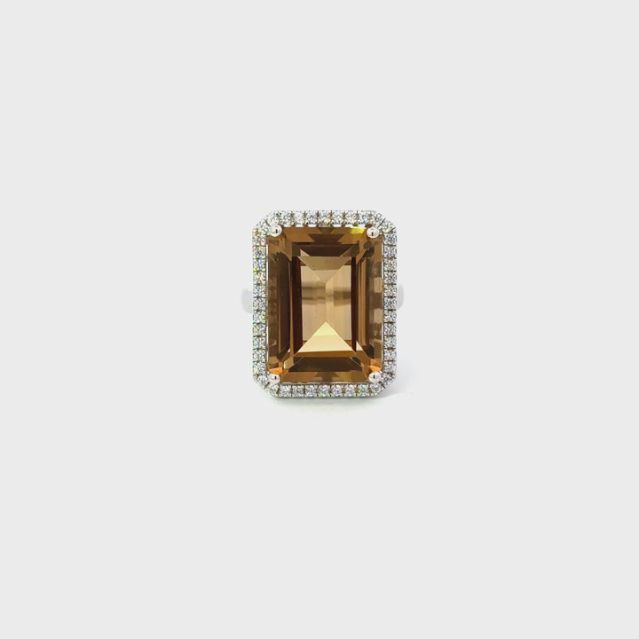 Citrine & White Topaz Sterling Silver Ring
