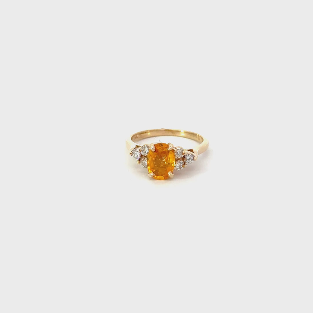 Vintage Yellow Sapphire & Diamond Ring in 14K Yellow Gold